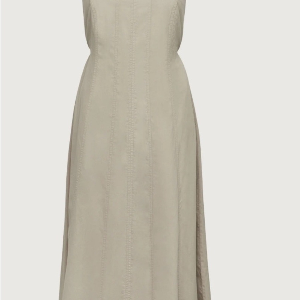 Oak and fort - Square neck maxi KHAKI dress